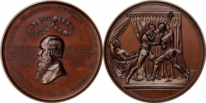 "1871" (1873) George F. Robinson Medal. Bronze. 77 mm. Julian PE-27. Mint State....