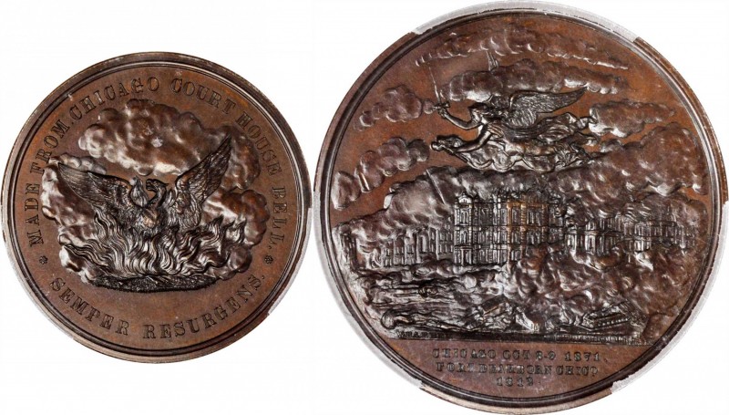 "1871" (ca. 1872) Chicago Fire Commemorative Medal. Bronzed Copper. 51 mm. Julia...