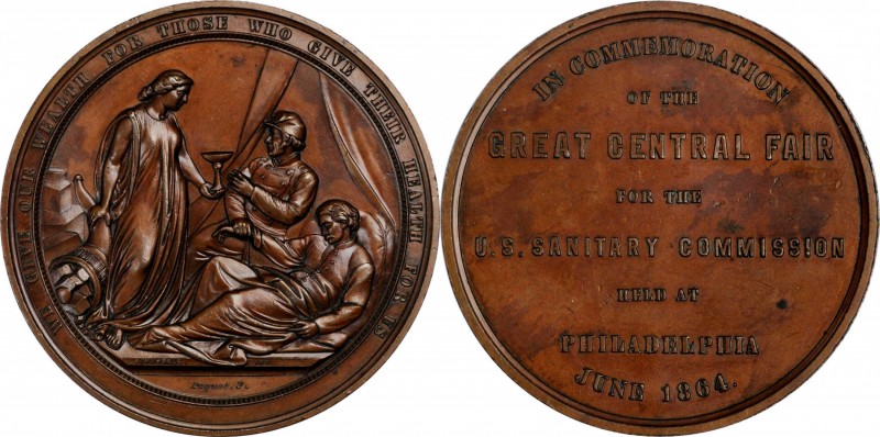 1864 Philadelphia Sanitary Fair Medal. Bronze. 57 mm. Julian CM-44. Mint State....