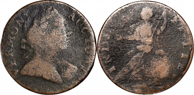 1788 Vermont Copper. RR-26, Bressett 16-T, W-2190. Rarity-5+. Bust Right. Very G...