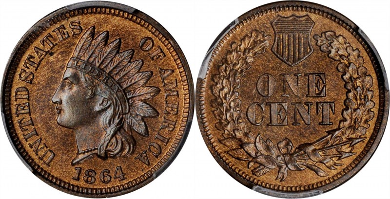 1864 Indian Cent. Bronze. Proof-66 BN (PCGS).

Handsomely toned in warm medium...