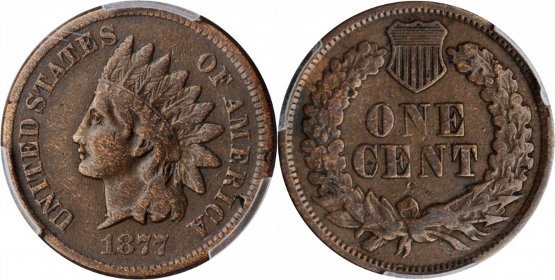 1877 Indian Cent. Fine-12 (PCGS).

Handsome and fully original surfaces are bo...