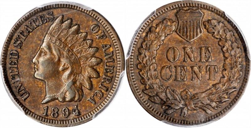 1894/1894 Indian Cent. Snow-1, FS-301. Doubled Date. AU-50 (PCGS).

Richly ori...