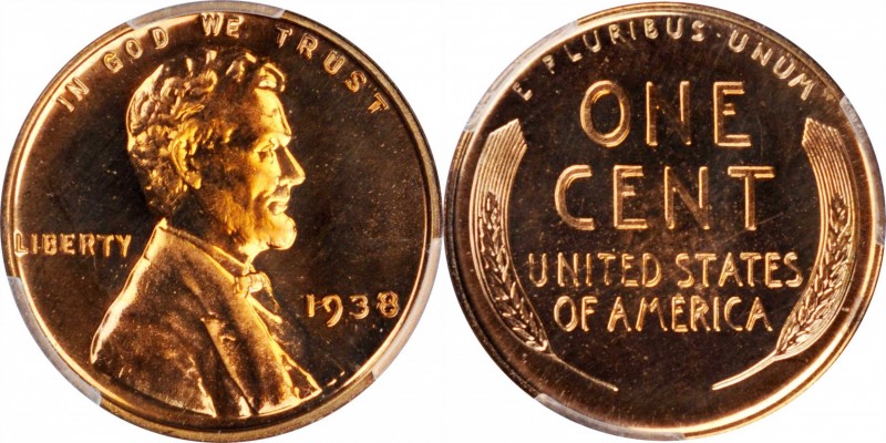 1938 Lincoln Cent. Proof-67 RD (PCGS). CAC.

This richly original specimen exh...