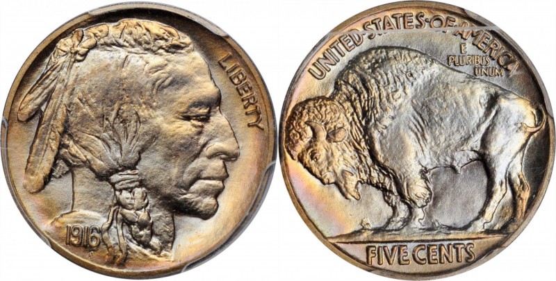 1916 Buffalo Nickel. Proof-67+ (PCGS).

This impressive Proof Buffalo nickel, ...