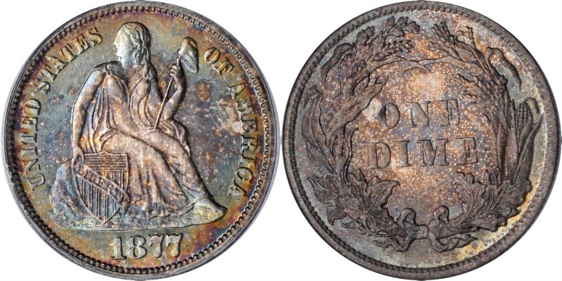 1877 Liberty Seated Dime. Proof-66 (PCGS). CAC. OGH.

Richly and originally to...