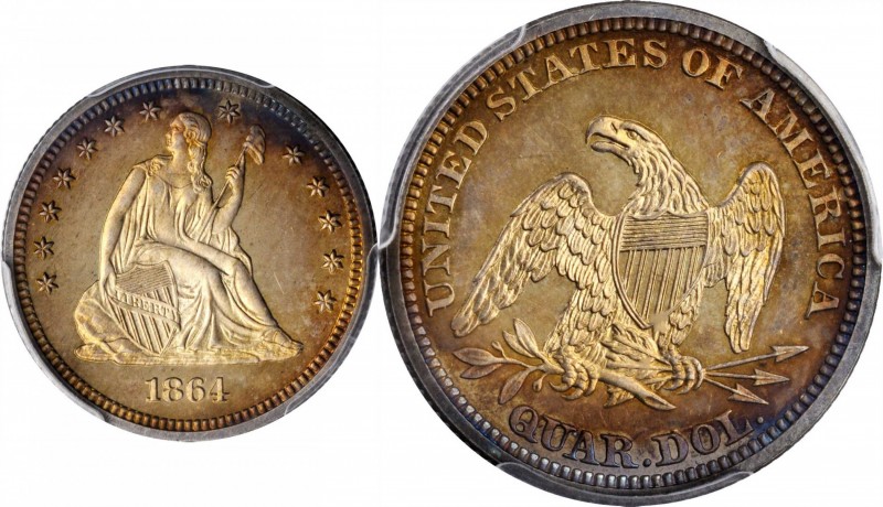 1864 Liberty Seated Quarter. Proof-65 Cameo (PCGS).

We are pleased to be offe...