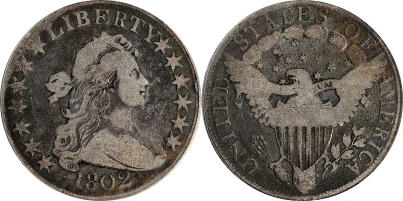 1802 Draped Bust Half Dollar. O-101, T-1, the only known dies. Rarity-3. VG-8 De...