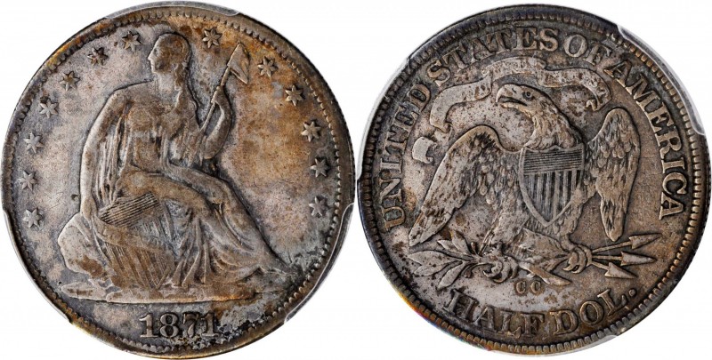 1871-CC Liberty Seated Half Dollar. WB-7. Rarity-4. VG-10 (PCGS).

Deeply tone...