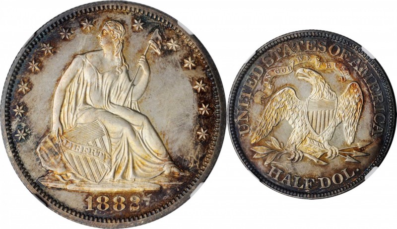 1882 Liberty Seated Half Dollar. Proof-67 Cameo (NGC).

A delightful specimen ...