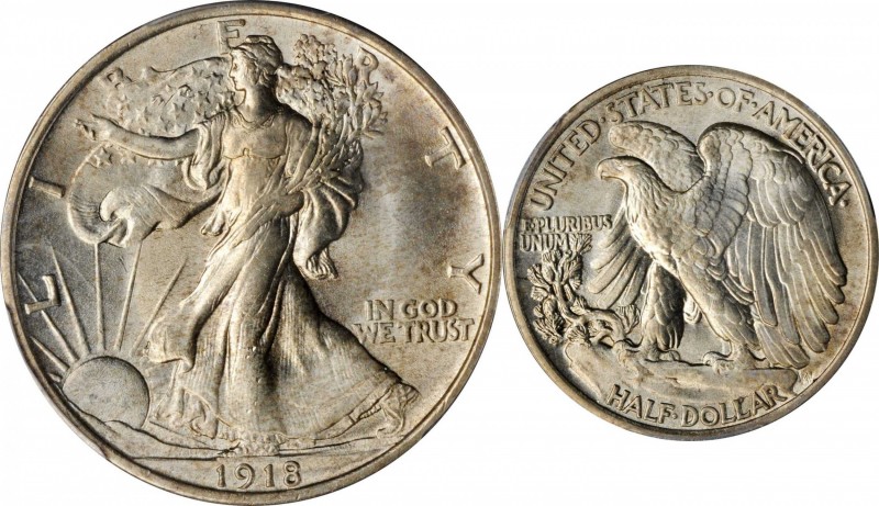 1918 Walking Liberty Half Dollar. MS-65 (PCGS).

Largely brilliant and definit...