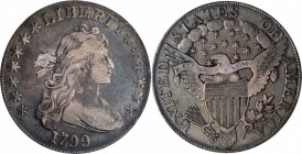 1799 Draped Bust Silver Dollar. BB-164, B-17a. Rarity-2. VF-20 (PCGS). OGH.

A well balanced mid grade 1799 silver dollar with vivid cobalt blue und...
