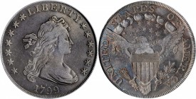 1799 Draped Bust Silver Dollar. BB-165, B-8. Rarity-3. VF Details--Surfaces Smoothed (PCGS).

From one of the more available die marriages of the 17...