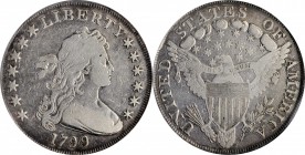 1799 Draped Bust Silver Dollar. BB-165, B-8a. Rarity-3. Fine Details--Cleaned (PCGS).

This variety is among the more available die marriages of the...