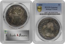 1800 Draped Bust Silver Dollar. BB-187, B-16. Rarity-2. Fine Details--Damage (PCGS).

As one of the two most plentiful die marriages of the issue (t...