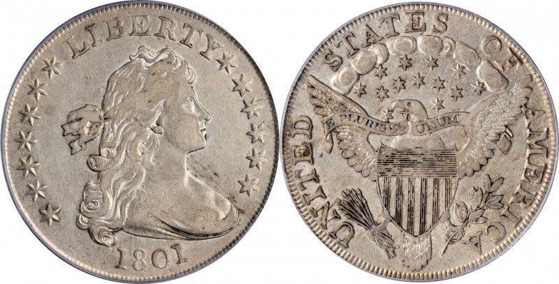 1801 Draped Bust Silver Dollar. BB-212, B-2. Rarity-3. EF-45 (PCGS).

A genera...