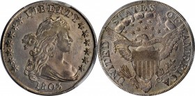 1803 Draped Bust Silver Dollar. BB-255, B-6. Rarity-2. Large 3. VF Details--Cleaned (PCGS).

A readily attributable variety, BB-255 is the only die ...