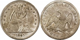 Choice Mint State 1845 Silver Dollar

High Condition Census Example Just One Graded Finer by PCGS

1845 Liberty Seated Silver Dollar. OC-1. Rarity...