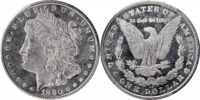 1880-CC Morgan Silver Dollar. VAM-5. Top 100 Variety. 8/High 7. MS-66+ (PCGS). C...