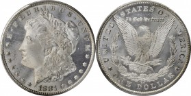 1881-CC Morgan Silver Dollar. MS-66 (PCGS).

Otherwise frosty mint luster thins to modest semi-reflectivity in the fields as the surfaces dip into a...