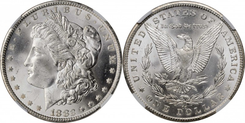 1882-CC Morgan Silver Dollar. MS-66+ (NGC).

Brilliant frosty surfaces and a s...