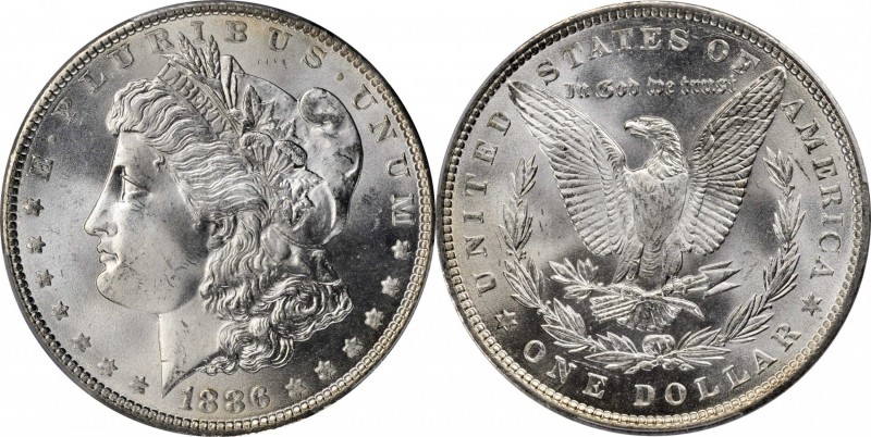 1886 Morgan Silver Dollar. MS-67+ (PCGS). CAC.

Delightful brilliant white sur...