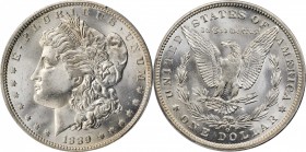 1889-O Morgan Silver Dollar. MS-65+ (PCGS).

An angelic platinum-white example with just a shimmer of golden hues near the borders. Intensely lustro...