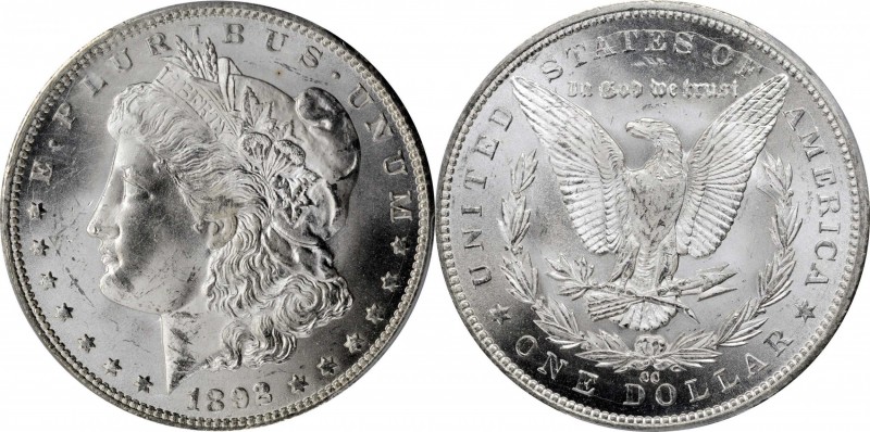 1892-CC Morgan Silver Dollar. MS-64 (PCGS).

Brilliant frosty-white surfaces a...