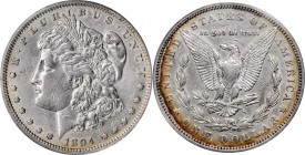 1894 Morgan Silver Dollar. EF-40 (PCGS).

Untoned apart from a partial halo of vivid reddish-orange patina on the reverse, this is a handsome EF exa...