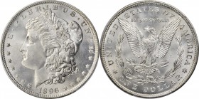 1896 Morgan Silver Dollar. MS-67 (PCGS).

Silky smooth surfaces border on numismatic perfection. Sharply struck, brilliant and highly lustrous, it i...
