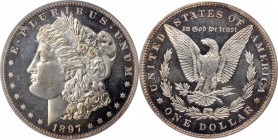1897 Morgan Silver Dollar. Proof-65 Cameo (PCGS). CAC.

Reflective fields support satiny, nicely impressed design elements on both sides. Brilliance...