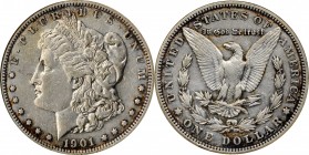 1901 Morgan Silver Dollar. Proof-50 (ANACS). OH.

Blushes of vivid reddish-russet and cobalt blue iridescence adorn the peripheries on both sides, t...