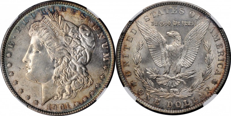 1901 Morgan Silver Dollar. MS-62 (NGC). CAC.

Otherwise silver gray surfaces a...
