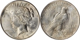 1934-D Peace Silver Dollar. MS-66 (PCGS).

An essentially brilliant, frosty textured Gem with a sharp strike as would be expected for a Denver Mint ...