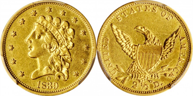1839-O Classic Head Quarter Eagle. McCloskey-1, Winter-2. Close Fraction, Large ...