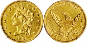 1839-O Classic Head Quarter Eagle. McCloskey-1, Winter-2. Close Fraction, Large Arrows. AU-50 (PCGS).

Medallic die alignment, as always seen for th...
