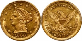 1868 Liberty Head Quarter Eagle. AU-58 (PCGS).

Plenty of original luster remains on this very lightly circulated 1868 quarter eagle.

PCGS# 7807....