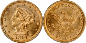 1891 Liberty Head Quarter Eagle. MS-63 (PCGS).

A highly lustrous and well struck 1891 quarter eagle.

PCGS# 7843. NGC ID: BLFZ.

From the Franc...
