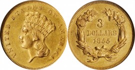 1855 Three-Dollar Gold Piece. AU-58 (NGC).

A minimally circulated, warmly patinated survivor of this popular type issue from the second year of the...