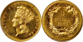 1885 Three-Dollar Gold Piece. MS-61 (PCGS).

Lovely honey-orange surfaces are sharply struck with prooflike reflectivity in the fields supporting sa...
