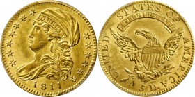 Rare Uncirculated 1811 Small 5 Half Eagle

1811 Capped Bust Left Half Eagle. BD-2. Rarity-3. Small 5. Unc Details--Repaired (PCGS).

An incredibly...