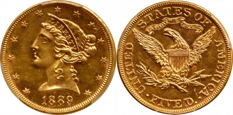 1889 Liberty Head Half Eagle. Unc Details--Cleaned (PCGS).

A boldly struck ex...