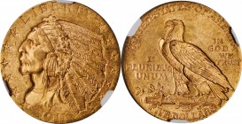 1911 Indian Half Eagle. MS-63 (NGC).

Dominant khaki-gold patina yields to more vivid orange-apricot highlights as the surfaces dip into a light. Wi...