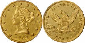 1852-O Liberty Head Eagle. AU-50 (PCGS).

A pleasing low-mintage survivor with considerable luster surrounding the design elements on each side. The...