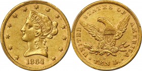 Exceedingly Rare 1864-S Eagle

1864-S Liberty Head Eagle. AU-53 (PCGS).

This lovely 1864-S eagle is pleasingly toned in light honey-gold, with bl...
