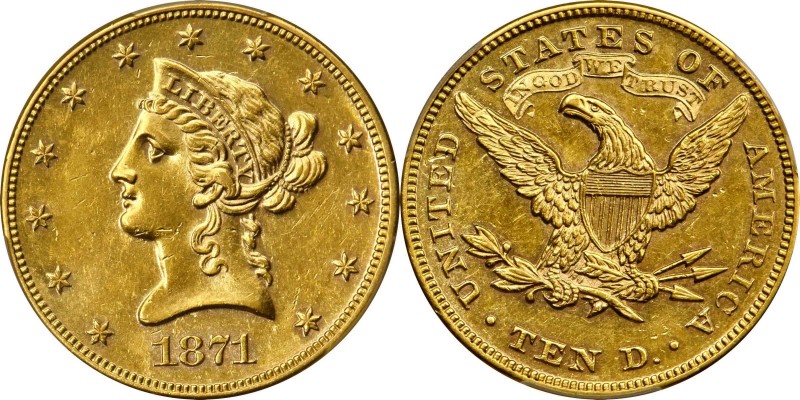 1871 Liberty Head Eagle. (PCGS).

A desirable and impressively sharp survivor ...