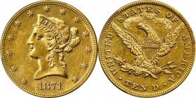 1871 Liberty Head Eagle. (PCGS).

A desirable and impressively sharp survivor from this rare issue. Pale-khaki gold shades dominate the complexion, ...