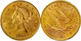 1880-S Liberty Head Eagle. MS-63+ (PCGS). CAC.

This San Francisco Mint eagle offers significant Condition Census quality for an otherwise relativel...
