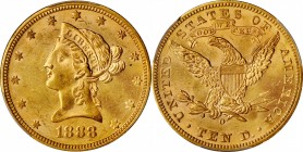 1888-O Liberty Head Eagle. Winter-2. MS-62 (PCGS). CAC.

Frosty pinkish-gold surfaces are boldly struck overall with a very smooth appearance for th...