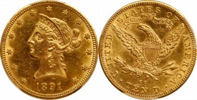1891-CC Liberty Head Eagle. AU Details--Cleaned (PCGS).

A well-struck 1891-CC eagle with flashes of original luster in isolated protected areas.
...